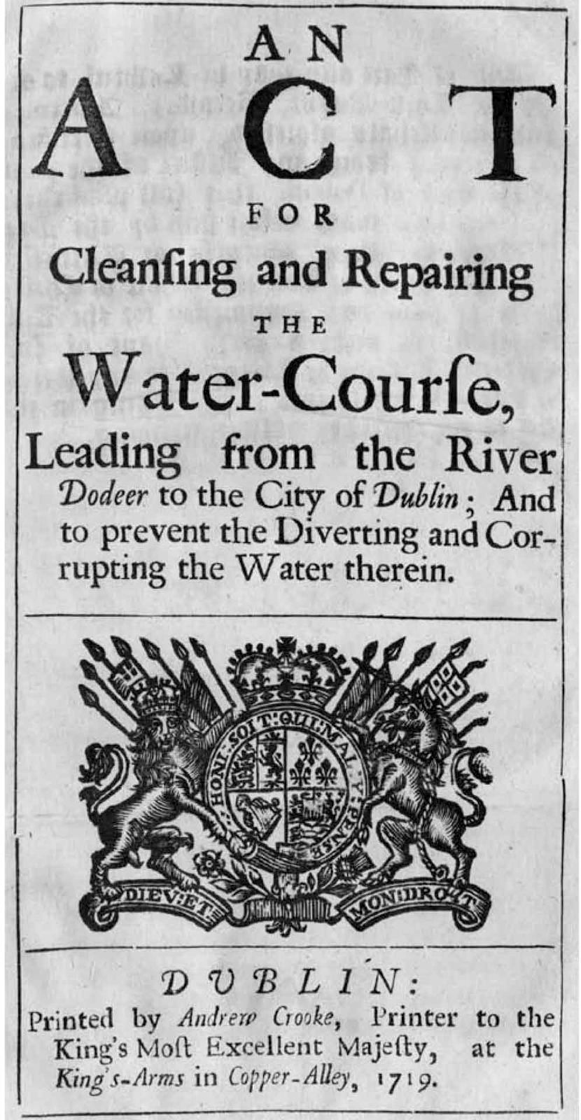 An Act for Cleansing and Repairing the Water-Course, Dublin, 1719