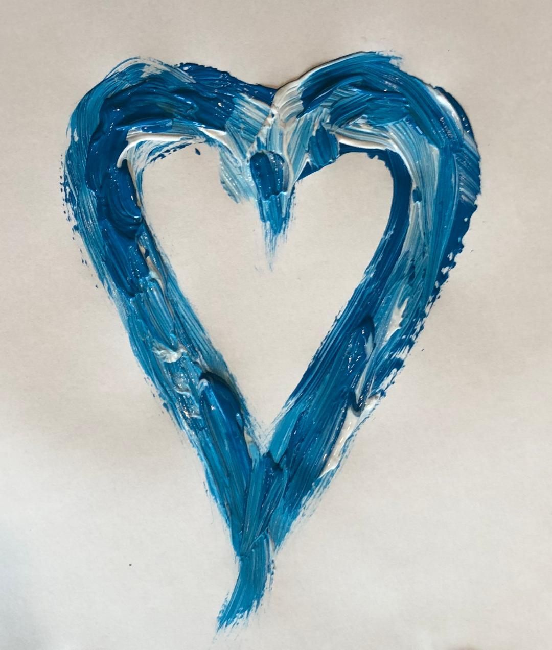 Painting of a heart shape in river blue