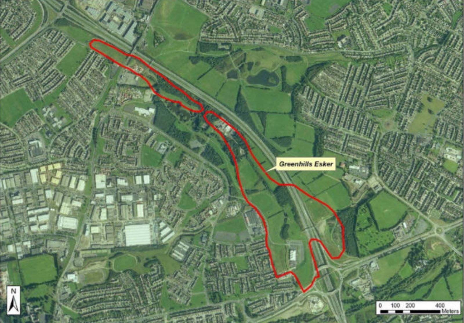 The line of the Greenhills Esker