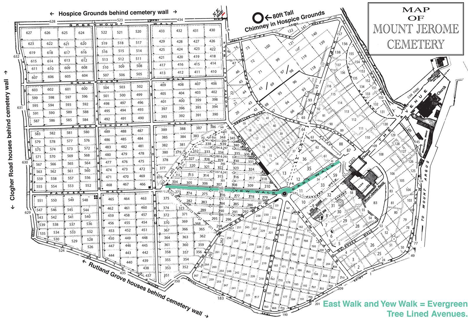 Map of Mount Jerome Cemetery