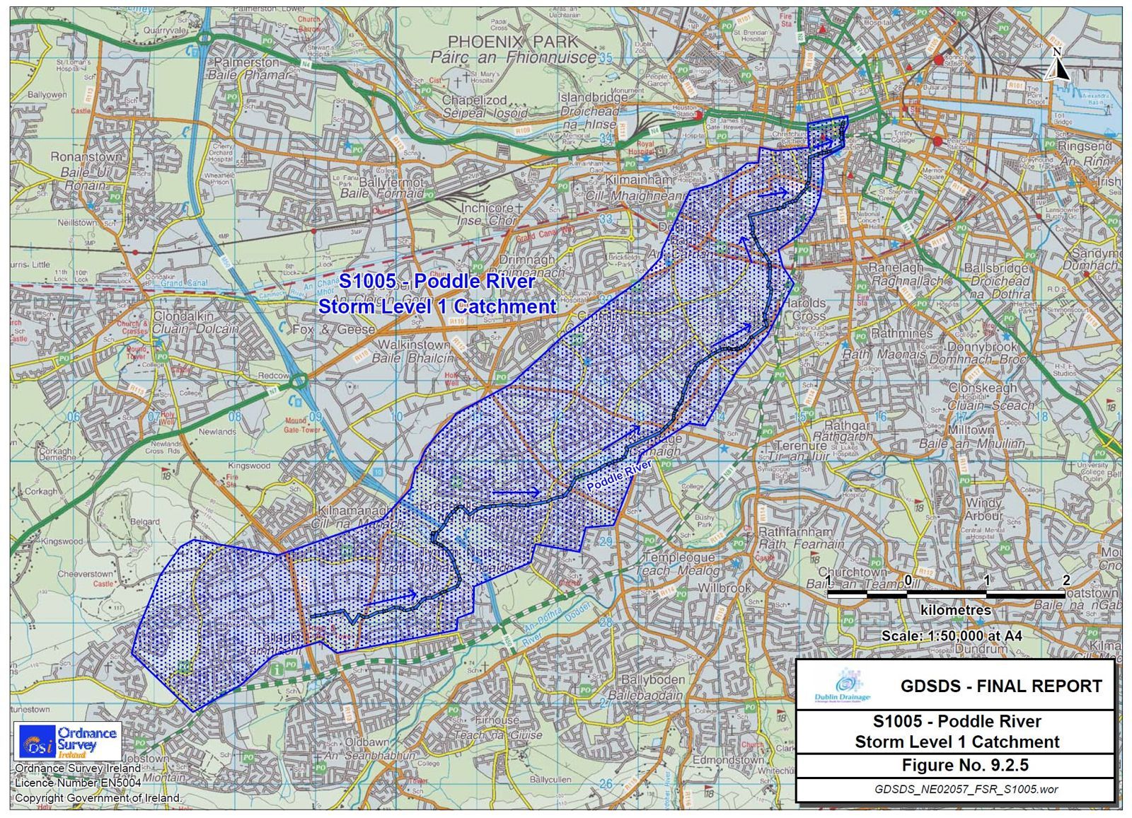 The Poddle catchment, from Tallaght north-east to the Liffey