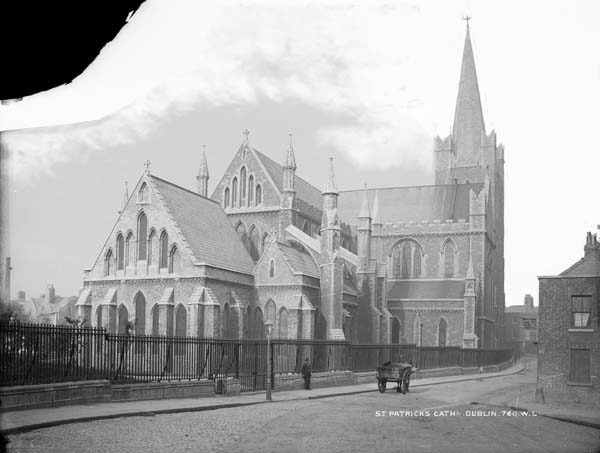 St Patrick’s Cathedral after the restoration. Photo: William Lawrence, Lawrence Collection, public domain, via Wikimedia Commons.